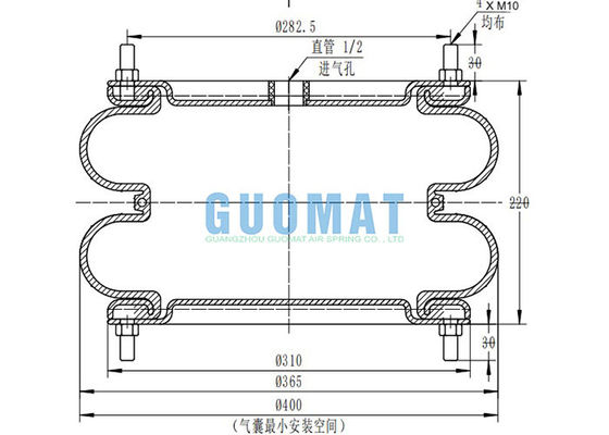 Dunlop 14 1/2'' X2 Industrial Air Springs W01R584064 Firestone con anillo de brida