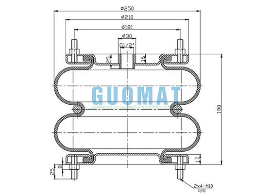 10" bramidos de goma de la amortiguación de aire con resorte FD210-22 DS Contitech de la suspensión de la maquinaria de envasado X2