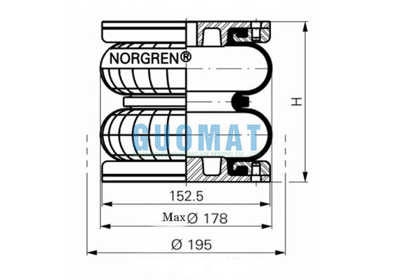 Tipo neumático bramidos de goma del movimiento industrial de la amortiguación de aire con resorte 115m m de PM/31062 NORGREN del aire
