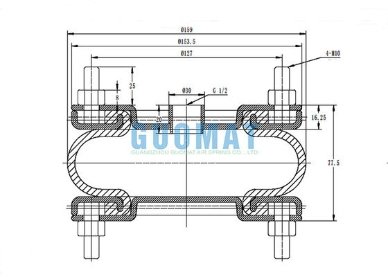 Amortiguación de aire con resorte 8" de la suspensión industrial del FS 138-8 DS solo saco hinchable de goma enrollado X1 con el anillo del reborde