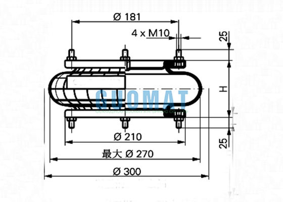 4.1KG ContiTech Industrial Air Spring FS 210-10 DS Firestone W01-R58-4057 Bellows estilo Bolsas de aire de rodillo