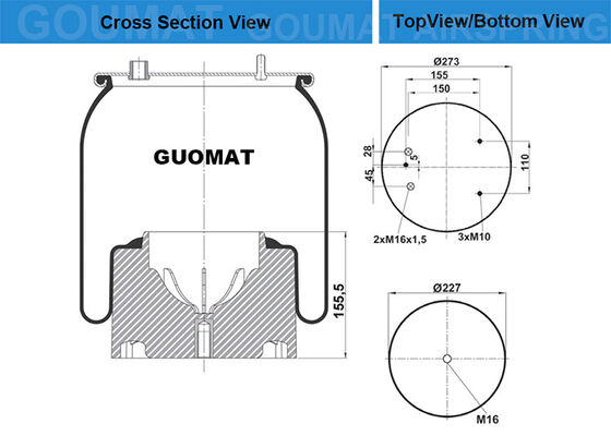CONTITECH 836 M2 K1 ** no. COMPLETO de las amortiguaciones de aire con resorte GUOAMT del camión/del autobús: 1T836M2K1 COMPLETO