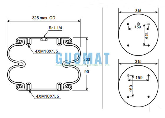 Reemplazo de la primavera de aire industrial 2B12-427 Goodyear W01-358-7781 Firestone de aire de caucho Bellow