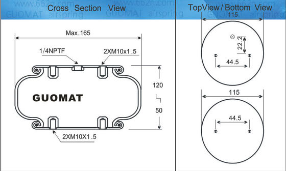 GUOMAT NO 1B6080 Bajos de caucho MAX Diámetro 165 mm Muelles de aire Se refiere a 1B5080