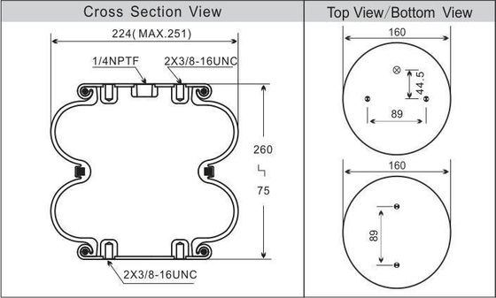 W01-358-6926 Universal de doble enrollamiento de aire de resorte FD 200-19 504 Suspensión de aire Contitech