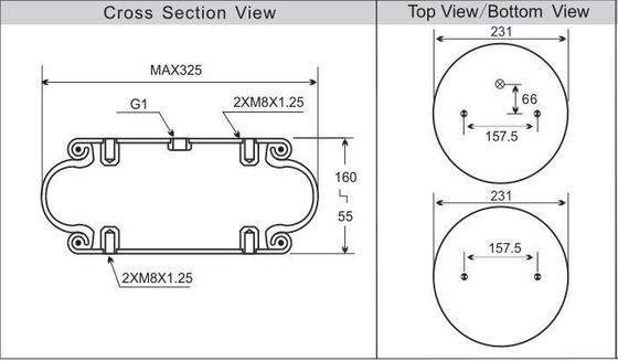 Bolsa de suspensión de aire envuelta única Primavera de aire para absorción de golpes de equipos industriales