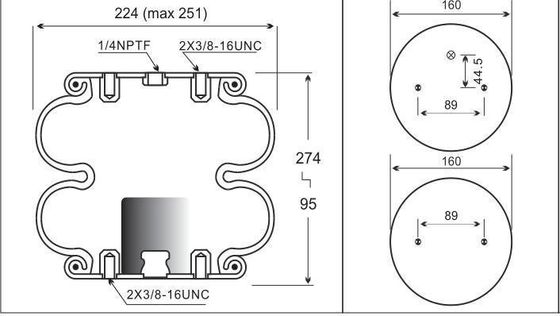 W01-358-6902 Bolsas de resorte de suspensión por aire de tipo enroscado para Hendrickson S2630