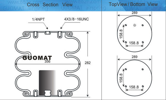 Suspensión Goodyear Air Spring Airkraft 3B-356 115061 para el extremo de parada del transportador