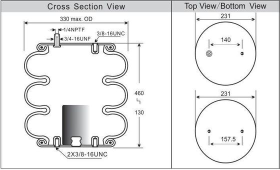 Goodyear 3B12-328 Suspensión de aire Bajo 1/4NPTF Primavera de aire OEM W01-358-7994
