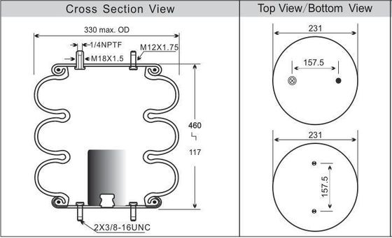 Contitech Air Bellows FT 330-29 520 Suspensión de conducción aérea para aislamiento de la máquina