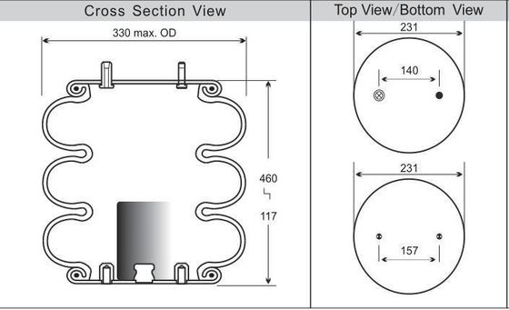 Suspensión aerodinámica industrial triple enroscada Contitech FT330-29 433 para Ridewell