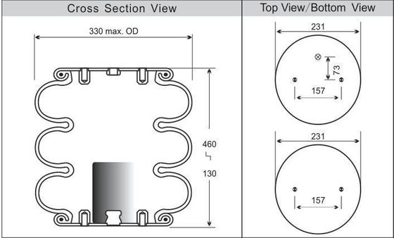 Bolsa de aire de elevación de aire 3B12-304 Tres bolsas de aire enroscadas Universal Primavera neumática