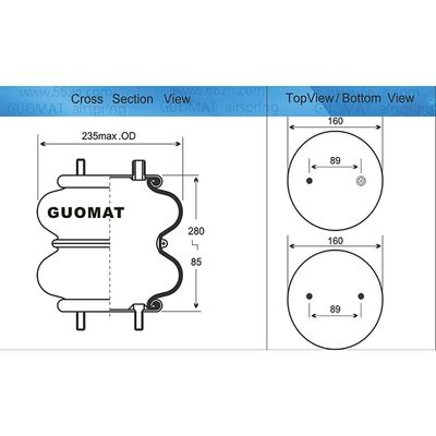 Contitech 161336 Goodyear 2B9-218 caucho industrial de doble enrollamiento de los resortes de aire
