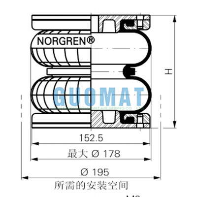 Norgren PM/31062 de doble convolución de aire de 6'X2 Compacto