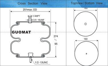 Airbagues industriales del rito del paseo de Goodyear 2B9-228 de la amortiguación de aire con resorte del pedernal W01-358-6897 para Ridewell 1003586897C