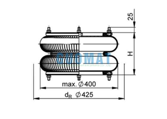 FD 614-26 Contitech Fuelle de suspensión neumática de brida 14"1/2x2 Fuelle de aire de goma para máquina de fabricación de cartón