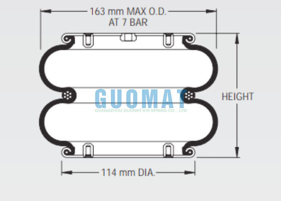 W01-358-0030 Actuador de fuelle industrial Firestone, resorte neumático de goma estilo 25 para elevadores de tijera