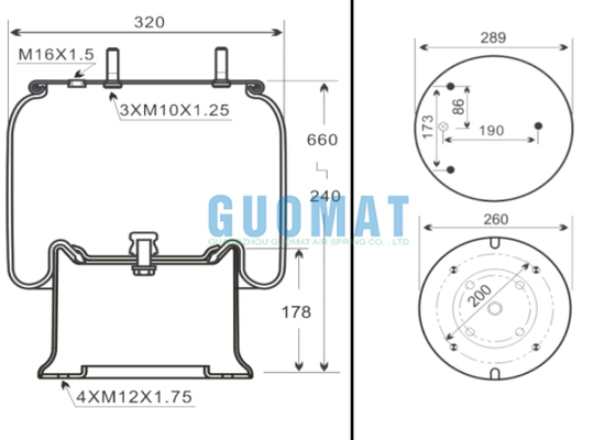 W01M586334/W01-M58-6334 Suspensión aerodinámica para camiones 1R14-719 Goodyear Relámpagos aerodinámicos para remolques
