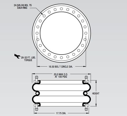 Las amortiguaciones de aire con resorte del FD 1330-25 RS Contitech cruzan W01-358-7227 W01-358-0205