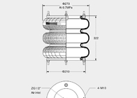 Circunvoluciones triples industriales de la amortiguación de aire con resorte 255322CY-3 con el reborde y la placa sellados