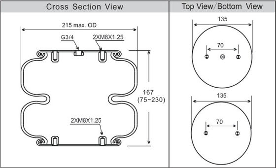 Estilo enrollado doble industrial de los bramidos de la amortiguación de aire con resorte de Contitech FD120-17 G3/4