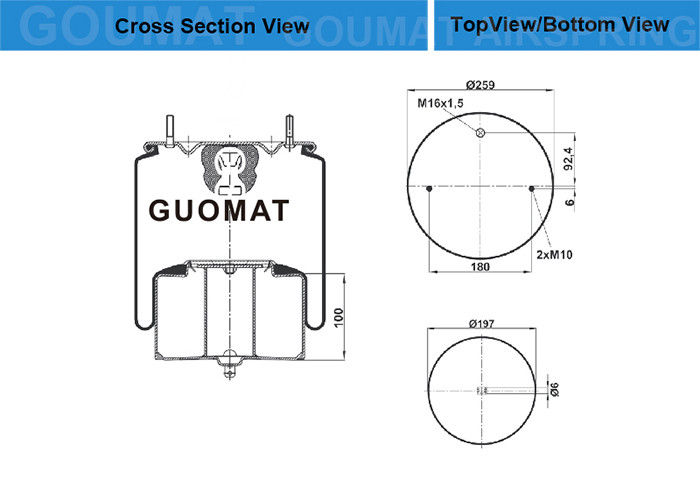 1 075 bolso Airtech 136692 Blacktech RML74925C de 365/20 554 761 amortiguaciones de aire con resorte del camión de VOL-VO