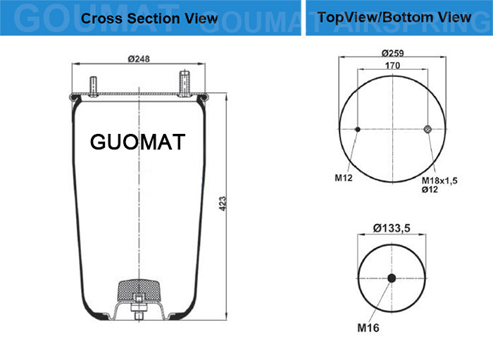Suspensión del airbag del camión de Contitech 4940 N P02 Airtech 34940 P BPW 30K 05.429.41.56.0