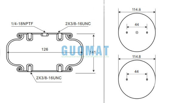 W01-358-7725 Resorte neumático industrial Firestone de fuelle simple, altura de diseño de 141 mm, para equipos electrónicos