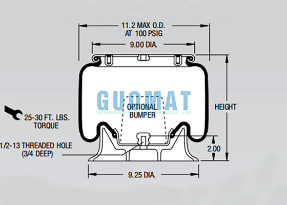 W01-358-9401 Resorte neumático de suspensión Firestone para camión 1T15T-1, estilo bolsa de aire para semirremolque