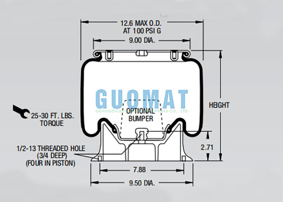 Resorte neumático Firestone de fuelle rodante W01-358-9053 1T15M-2 para suspensión de camión
