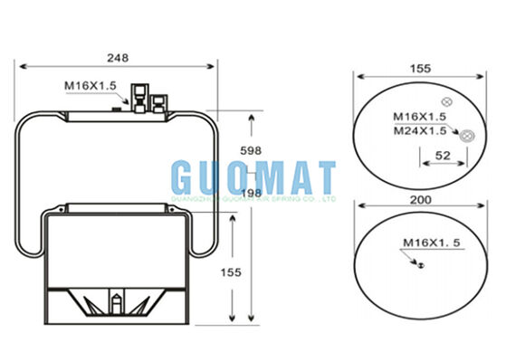 4390NP02 Contiteh Camión pesado Primavera de aire A9423200221 Benz Bolsas de caucho de suspensión de aire