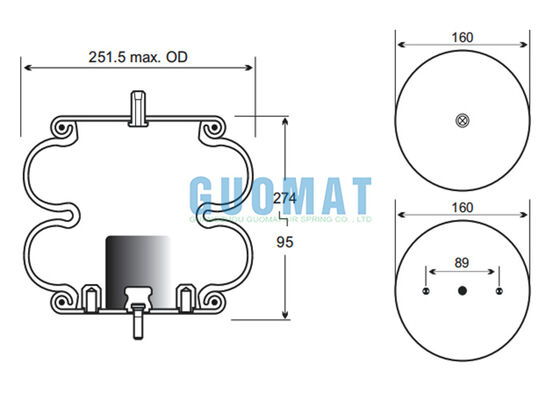 W01-358-7788 Capacidad de carga de piedras de fuego Primavera de aire de caucho 2B9-245 Goodyear Suspensión de bolsas de aire