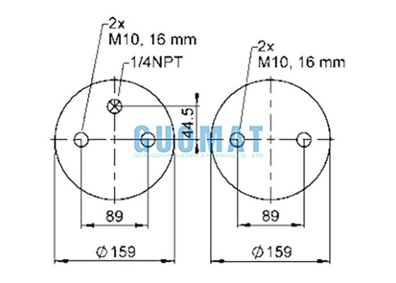 FD 200-19 1/4 M10 Contitech Amortiguador de Suspensión de Aire 72047 Resorte de Aire de Doble Convolución
