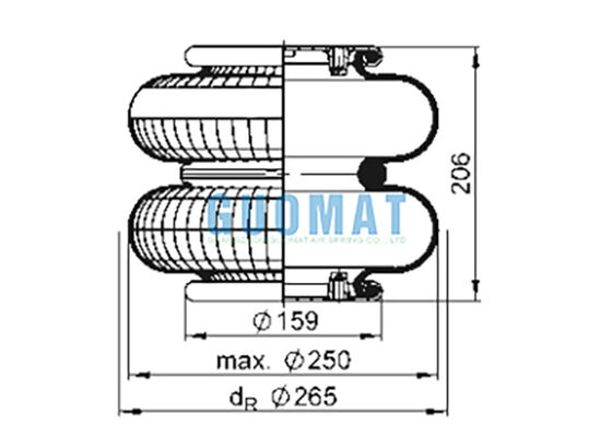 FD 200-19 1/4 M10 Contitech Amortiguador de Suspensión de Aire 72047 Resorte de Aire de Doble Convolución