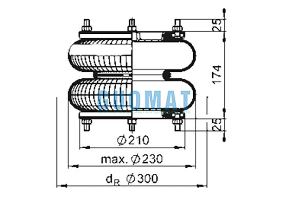 10''X2 Fuelled Rubber Bellow FD 210-22 1/2 M10 Contitech Flange Industrial Air Spring
