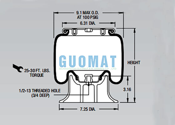W01-358-5405 Firestone Rolling Lobe Air Spring Replacement 1T14C-3 Trailer Air Shock