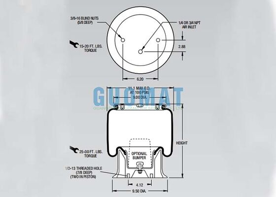 Resorte Neumático de Lóbulo Giratorio para Camión W01-358-9049 1T15LP-3 Repuesto de Piezas de Automóvil Firestone