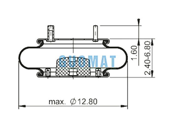 FS 330-11 467 Contitech Bolsas de Aire de Goma 64594 Resorte Neumático de una Sola Convolución con Pernos