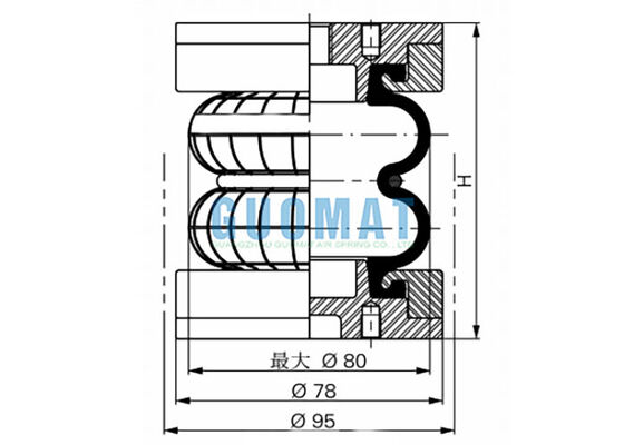 2 3/4" x 2 Fuelle de goma FD 22-4 DI CR Contitech Bolsa de aire con aislamiento de vibración de precisión