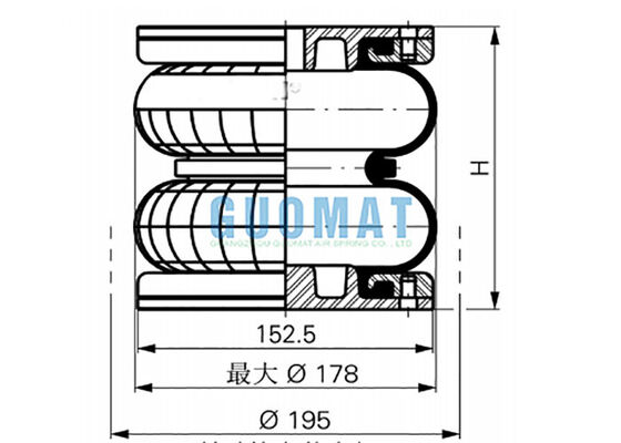 Caucho de aire de 6" x 2 FD 76-14 DI CR Contitech Proveedor de resorte de aire de tipo contorneado doble