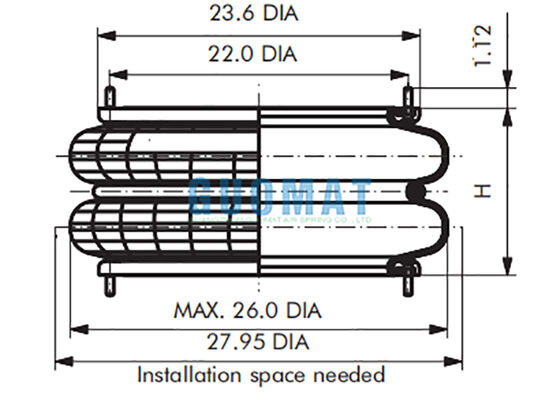 FD 2380-24 RS Contitech Fuelles de Aire 24 piezas x 3/8-24UNF Resorte de Aire para Máquina Plegadora