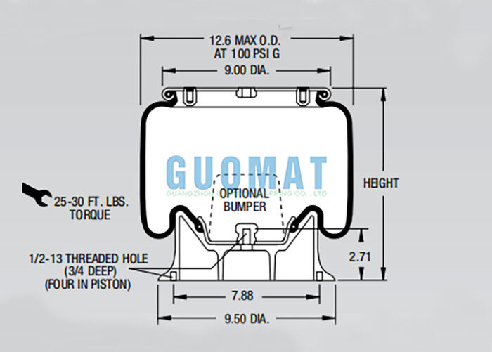 Resorte neumático Firestone de fuelle rodante W01-358-9053 1T15M-2 para suspensión de camión