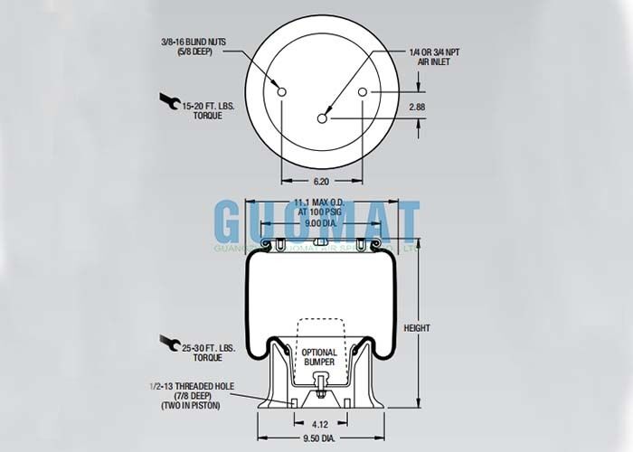 Resorte Neumático de Lóbulo Giratorio para Camión W01-358-9049 1T15LP-3 Repuesto de Piezas de Automóvil Firestone