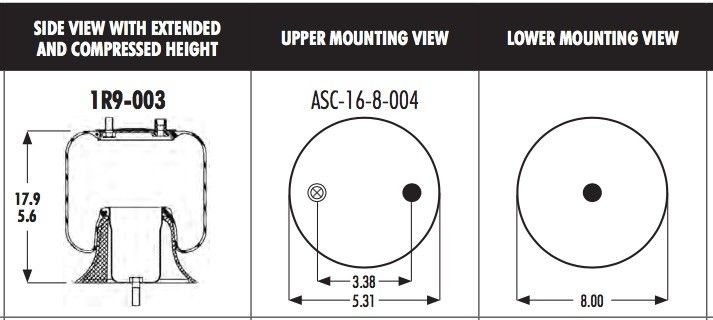 Los sacos hinchables de la suspensión de Goodyear 1R9-003 que ruedan el lóbulo gritan 566-18-3-004 566-16-7-021
